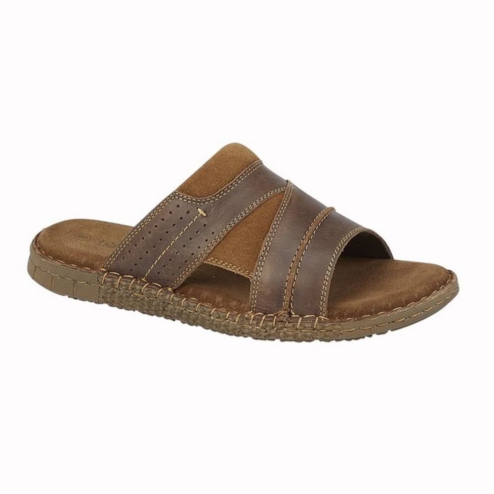 Roamers Mens Suede Sandals / Brown